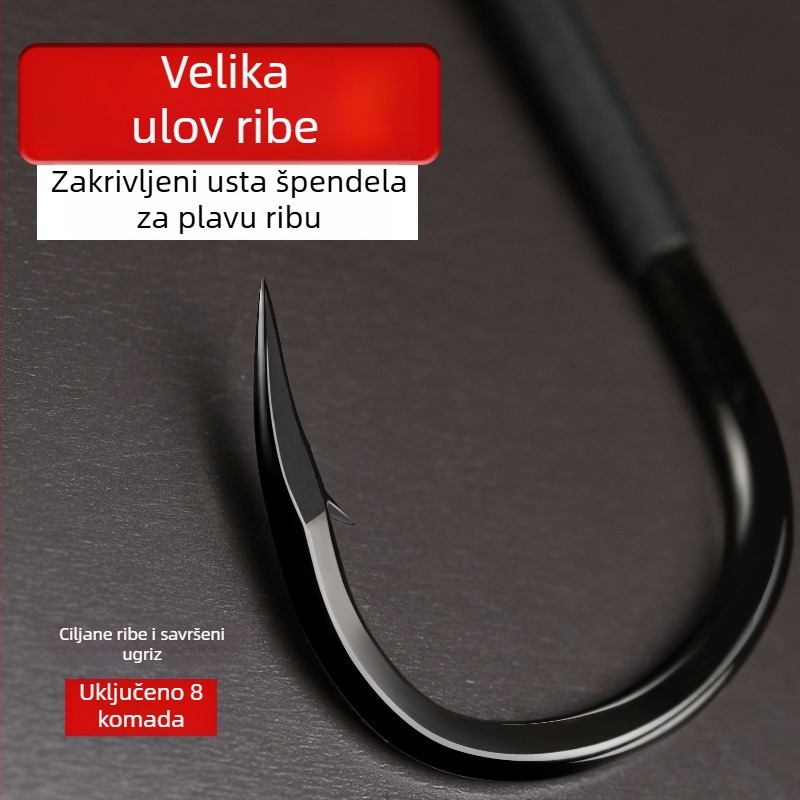 Veliki kukac za ribolov za velike ribe – bodljikav, visokougljično čelik, brend Fishing Rudder, veličine 4–16, 1000 komada
