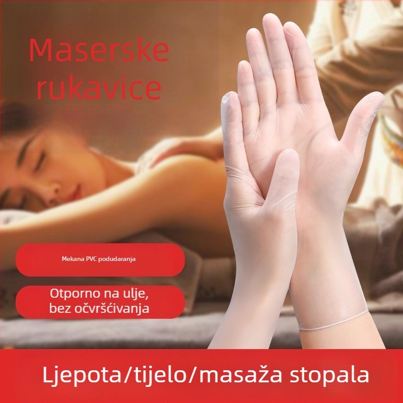 Jednokratne PVC rukavice za kozmetički salon – vodootporne, jednokratne, za masažu stopala, tijela i leđa, za tattoo umjetnika
