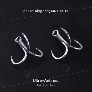 BKK Crni King Kong 6071-4X-HG trostruka kuka, 4× ojačana, anti-korozijska sidrena kuka za morski ribolov s mamcima