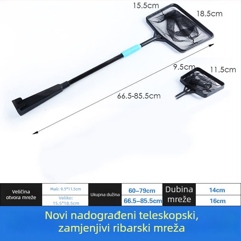 Izvlačna mreža za akvarij s ručnim držalom, okrugla ili četvrtasta glava, za zlatne ribe i tropske ribe