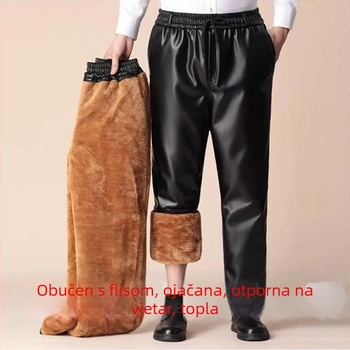 Beijiang Wolf muški set kožne jakne i hlača s vunenom podstavom, odvojiva kapuljača, zatvarač, ultra kratka duljina, zimska otpornost na vjetar