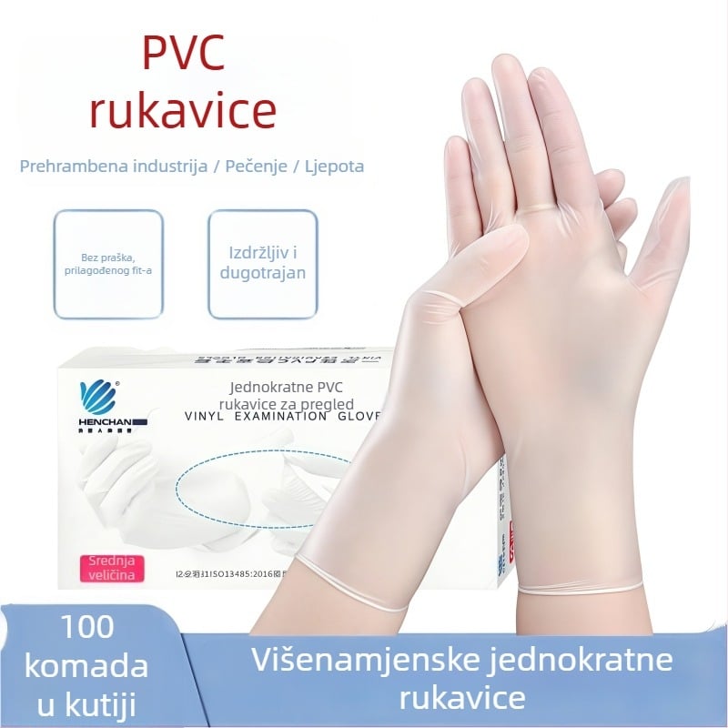 Jednokratne PVC rukavice – razred hrane, izdržljive i deblje – Višenamjenska upotreba: catering, pečenje, pranje suđa, stomatologija i ljepota