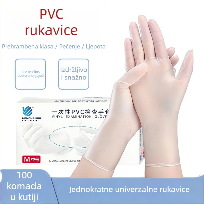 Jednokratne PVC rukavice – razred hrane, izdržljive i deblje – Višenamjenska upotreba: catering, pečenje, pranje suđa, stomatologija i ljepota