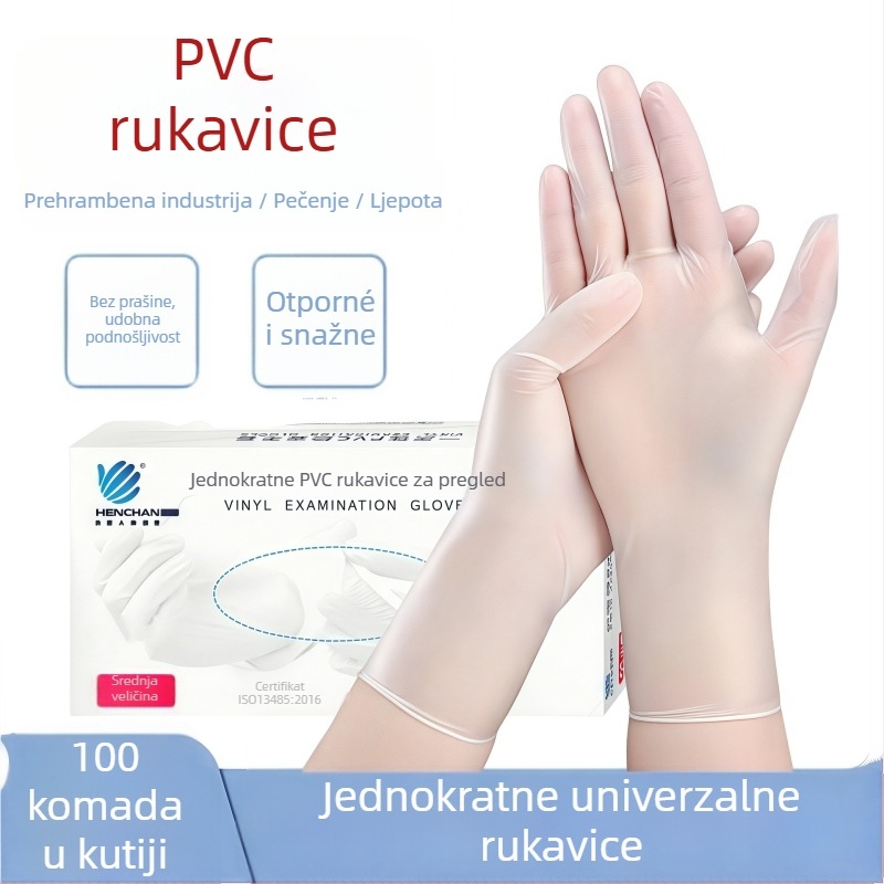 Jednokratne PVC rukavice – razred hrane, izdržljive i deblje – Višenamjenska upotreba: catering, pečenje, pranje suđa, stomatologija i ljepota