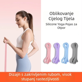 Silikonska elastična traka za trening snage — kućni fitness i joga; cilj stražnjica, noge i leđa; materijal: silikon