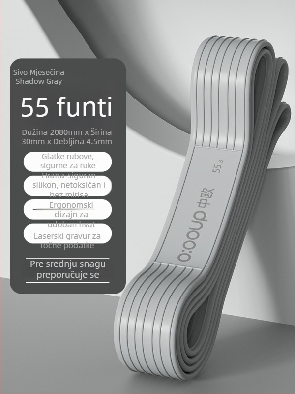 Silikonska elastična traka za trening snage — kućni fitness i joga; cilj stražnjica, noge i leđa; materijal: silikon