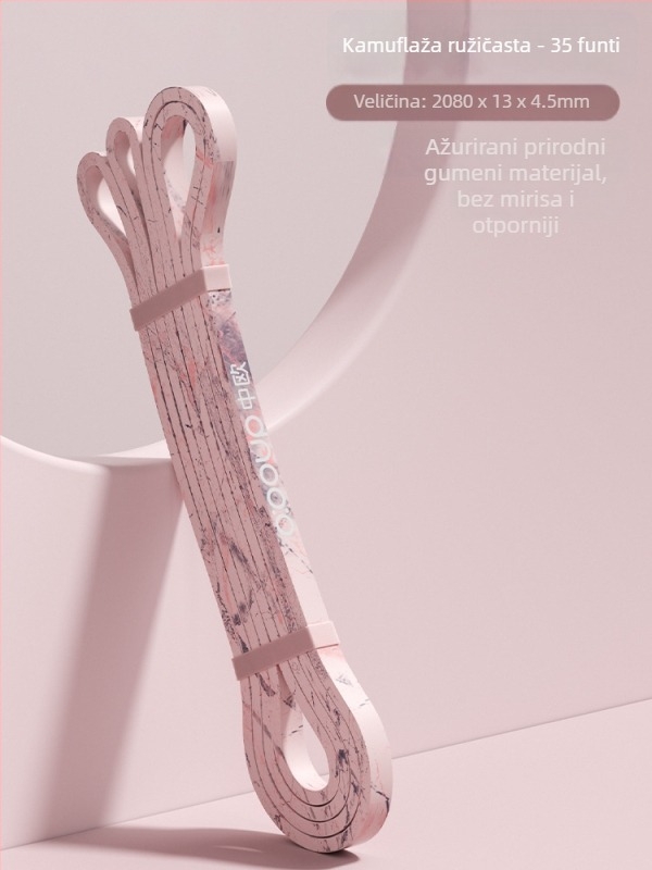 Silikonska elastična traka za trening snage — kućni fitness i joga; cilj stražnjica, noge i leđa; materijal: silikon