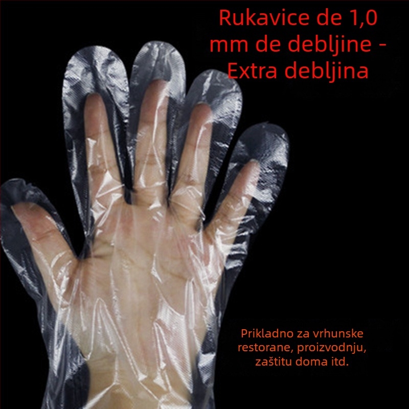 Jednokratne plastične rukavice za prehrambenu upotrebu, protuklizne, jednobojni uzorak, debljina 1