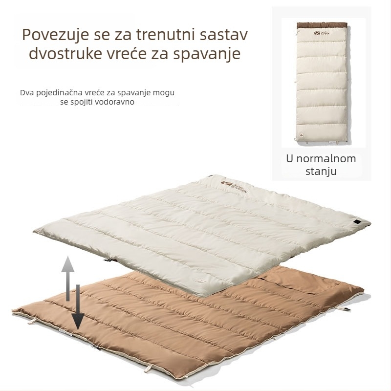 Spavaća vreća za odrasle, kovertni stil, pamuk punilo, tkanina od opranog pamuka