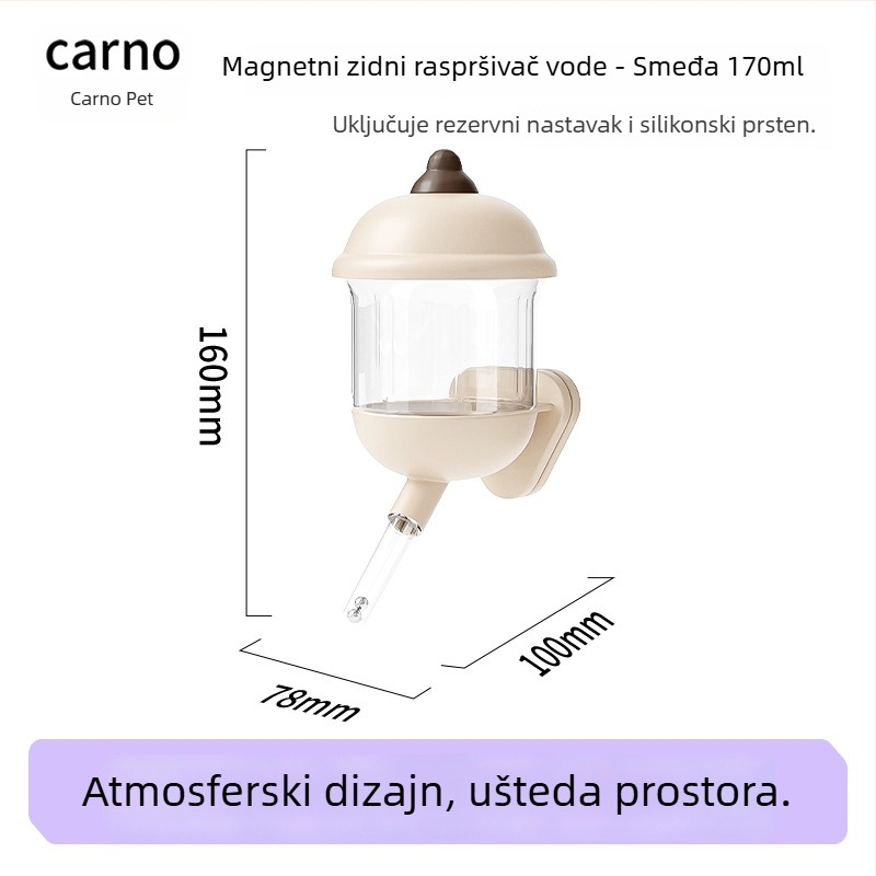 Kano posuda za vodu za hrčke s kugličnim ventilom, dozator vode za zlatne hrčke, guinejske svinje i zečeve