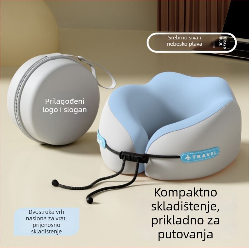 mainyer U-oblikovani putni jastuk s memorijskom pjenom, Ice Silk navlaka, moderni minimalistički stil, za odrasle