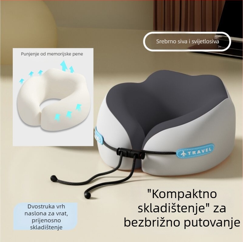 mainyer U-oblikovani putni jastuk s memorijskom pjenom, Ice Silk navlaka, moderni minimalistički stil, za odrasle