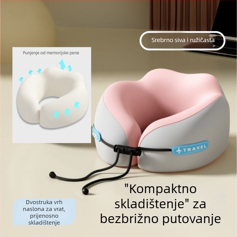 mainyer U-oblikovani putni jastuk s memorijskom pjenom, Ice Silk navlaka, moderni minimalistički stil, za odrasle