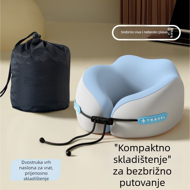 mainyer U-oblikovani putni jastuk s memorijskom pjenom, Ice Silk navlaka, moderni minimalistički stil, za odrasle