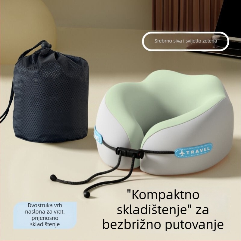 mainyer U-oblikovani putni jastuk s memorijskom pjenom, Ice Silk navlaka, moderni minimalistički stil, za odrasle