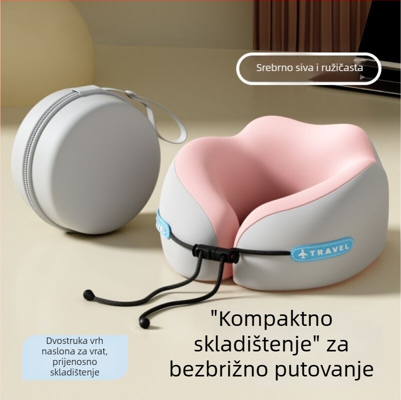 mainyer U-oblikovani putni jastuk s memorijskom pjenom, Ice Silk navlaka, moderni minimalistički stil, za odrasle