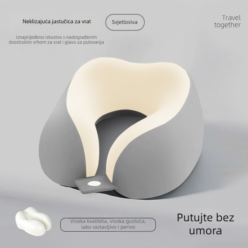 mainyer U-oblikovani putni jastuk s memorijskom pjenom, Ice Silk navlaka, moderni minimalistički stil, za odrasle