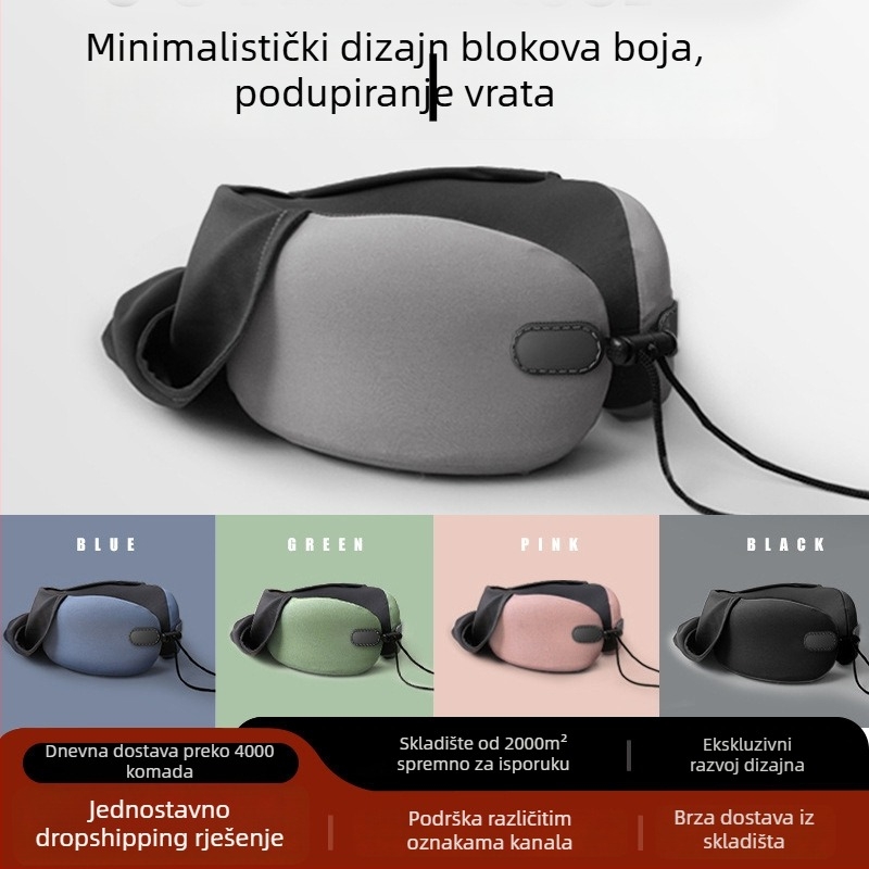 Wabin Pipe Putna jastučnica za vrat – U-oblik, memorijska pjena, poliester navlaka, za odrasle