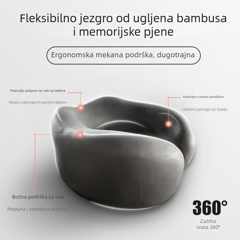 Wabin Pipe Putna jastučnica za vrat – U-oblik, memorijska pjena, poliester navlaka, za odrasle