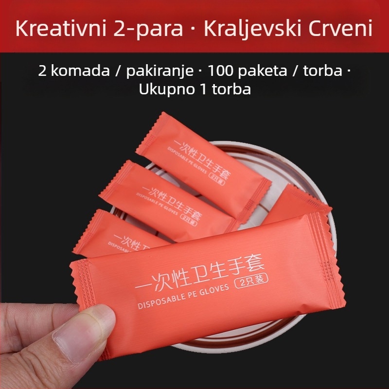 Jednokratne PE rukavice, pojedinačno pakirane, debljina 0,71 g, zaštita u dodiru s hranom, rok trajanja 36 mjeseci