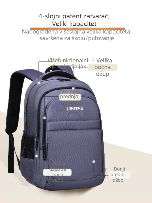 Ruksak za prijenosno računalo, Oxford tkanina, unisex, prozračan i vodootporan, ultralak, zakrivljena naramenica