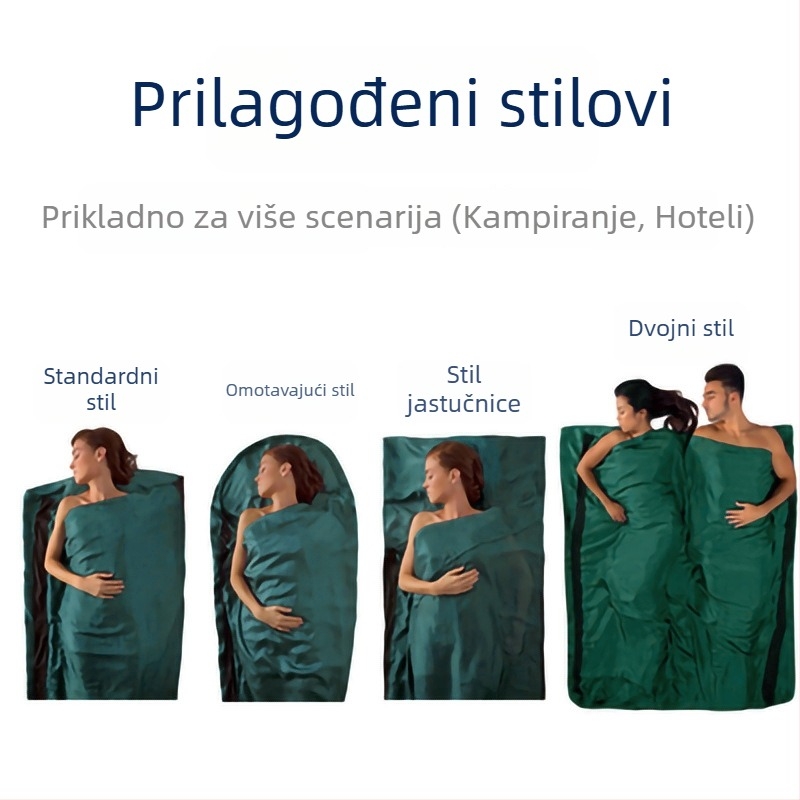 Spavaća vreća od svile s jastukom za glavu, oblik mumije, 250 g, za odrasle
