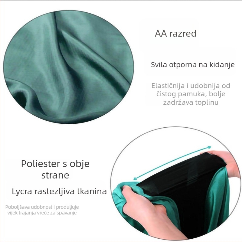 Spavaća vreća od svile s jastukom za glavu, oblik mumije, 250 g, za odrasle