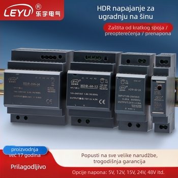 Napajanje za šinu HDR-15/30/60/100W, AC/DC, PWM kontrola, ulaz 85–264VAC, izlaz 5–48V, 0.63–3A