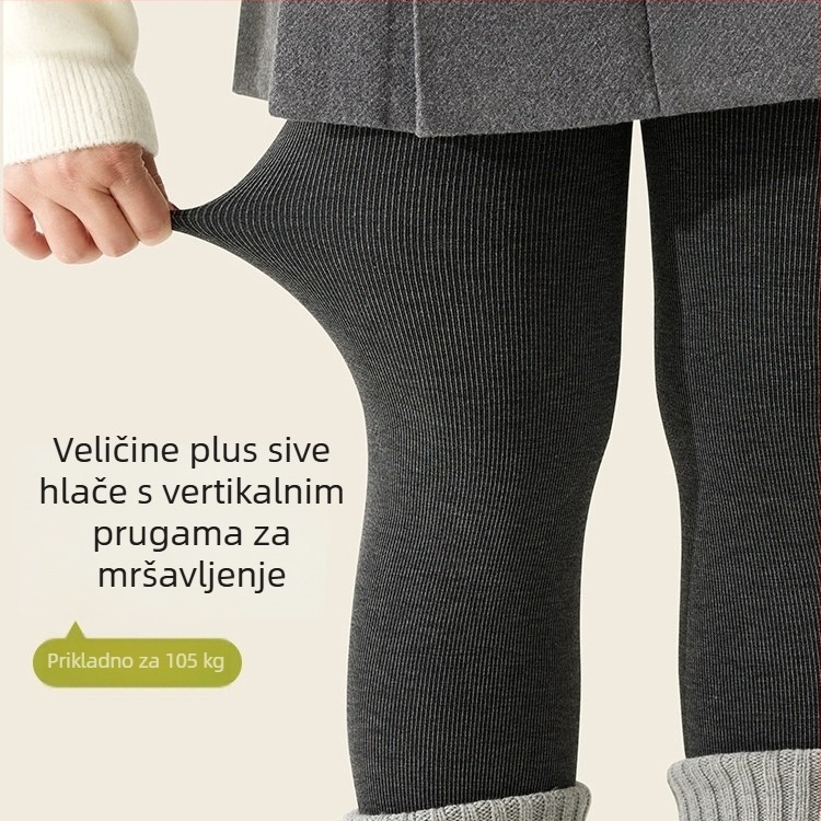 Najlonke s vertikalnim prugama za plus veličinu, pamuk, debele, prozračne, oblikuju noge