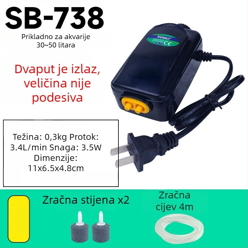 Pumpa za kisik za akvarij — Ultra tiha aerator, Visoka snaga oksigenacije, Kompaktna kućna upotreba