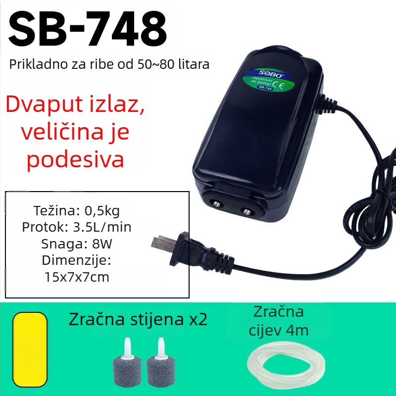 Pumpa za kisik za akvarij — Ultra tiha aerator, Visoka snaga oksigenacije, Kompaktna kućna upotreba