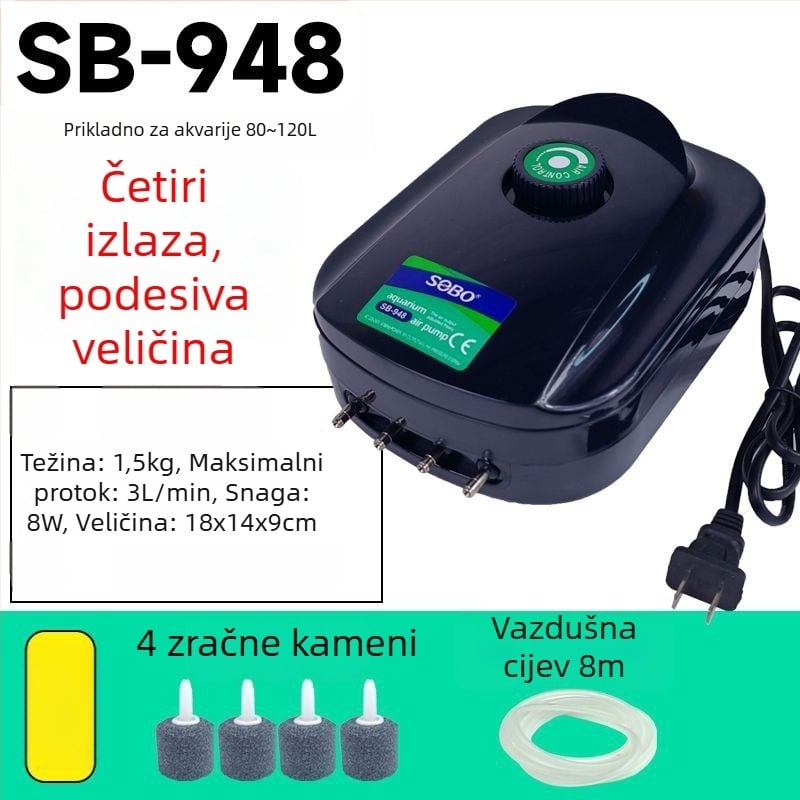Pumpa za kisik za akvarij — Ultra tiha aerator, Visoka snaga oksigenacije, Kompaktna kućna upotreba