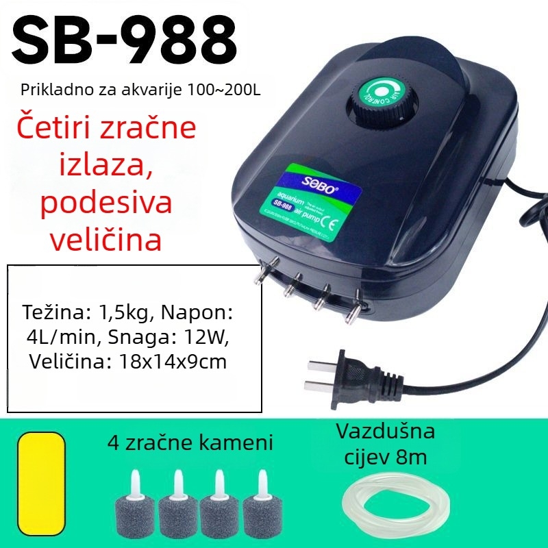 Pumpa za kisik za akvarij — Ultra tiha aerator, Visoka snaga oksigenacije, Kompaktna kućna upotreba