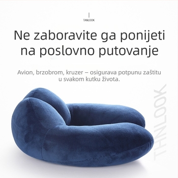 Baimei U-oblični putni jastuk za odrasle – punilo poliuretan, jezgra Crystal Velvet, navlaka od 100% flanelа, moderni minimalistički stil