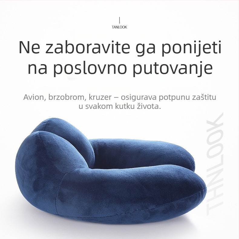 Baimei U-oblični putni jastuk za odrasle – punilo poliuretan, jezgra Crystal Velvet, navlaka od 100% flanelа, moderni minimalistički stil