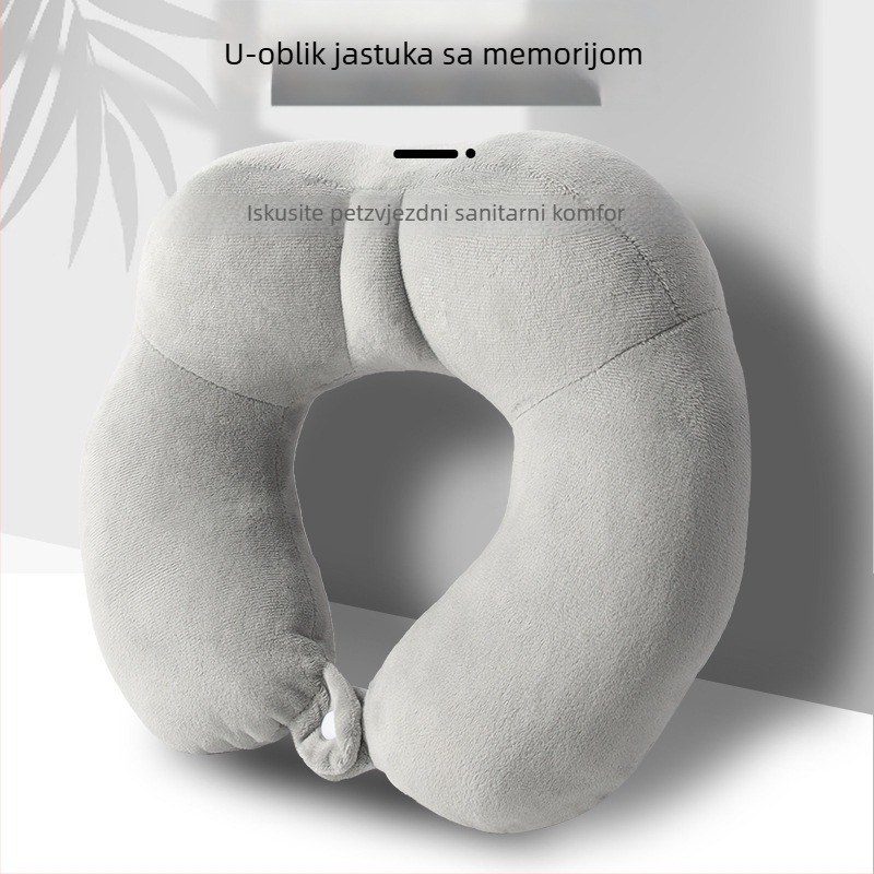 Baimei U-oblični putni jastuk za odrasle – punilo poliuretan, jezgra Crystal Velvet, navlaka od 100% flanelа, moderni minimalistički stil