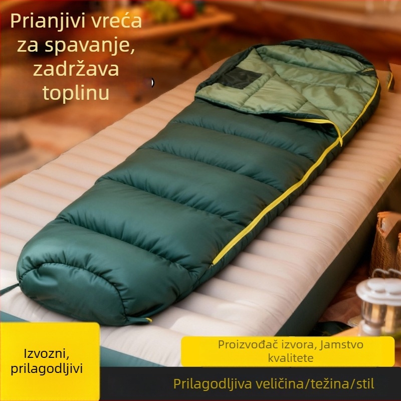 Spavaća vreća u mumija-stilu za odrasle, 0°C, lagana, 700 g, punilo 100 g/in², 210 poliester tkanina, vodootporna podstava 290 poliester