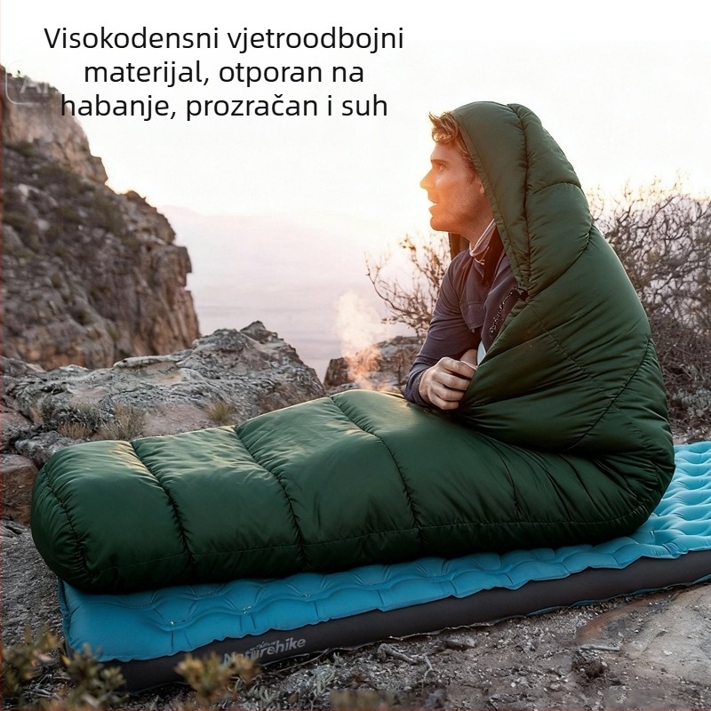 Spavaća vreća u mumija-stilu za odrasle, 0°C, lagana, 700 g, punilo 100 g/in², 210 poliester tkanina, vodootporna podstava 290 poliester