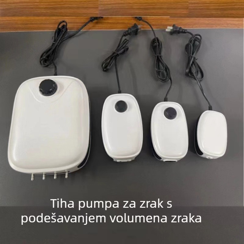 Pumpa za kisik u akvariju – tiha, AC napajanje, buka 30 dB, pogodna za kućni akvarij