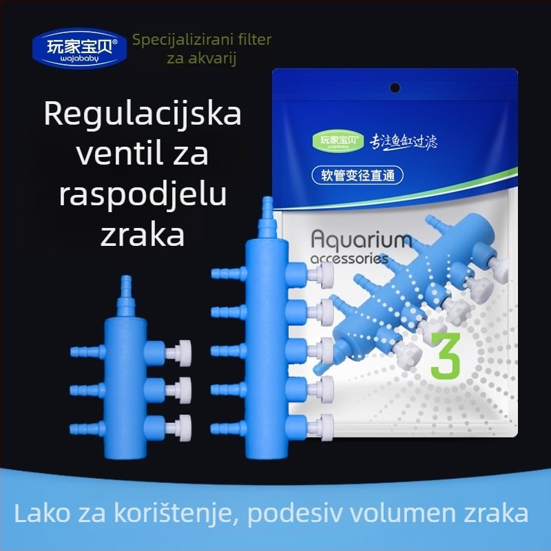 Pribor za pumpe kisika za akvarij: razdjelnik zraka sa ventilom i podesivim prekidačem, težina 50 g