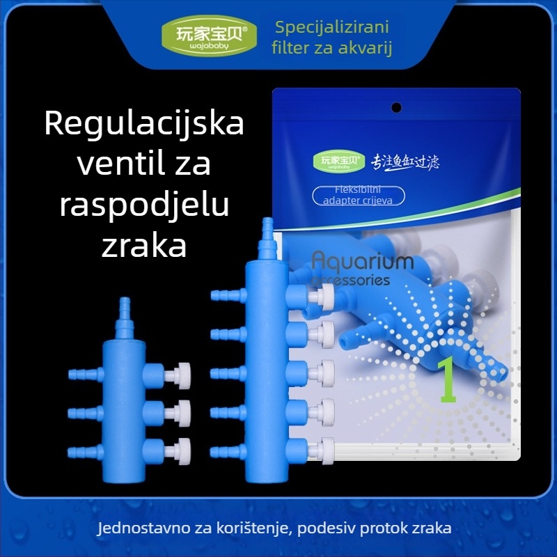 Pribor za pumpe kisika za akvarij: razdjelnik zraka sa ventilom i podesivim prekidačem, težina 50 g