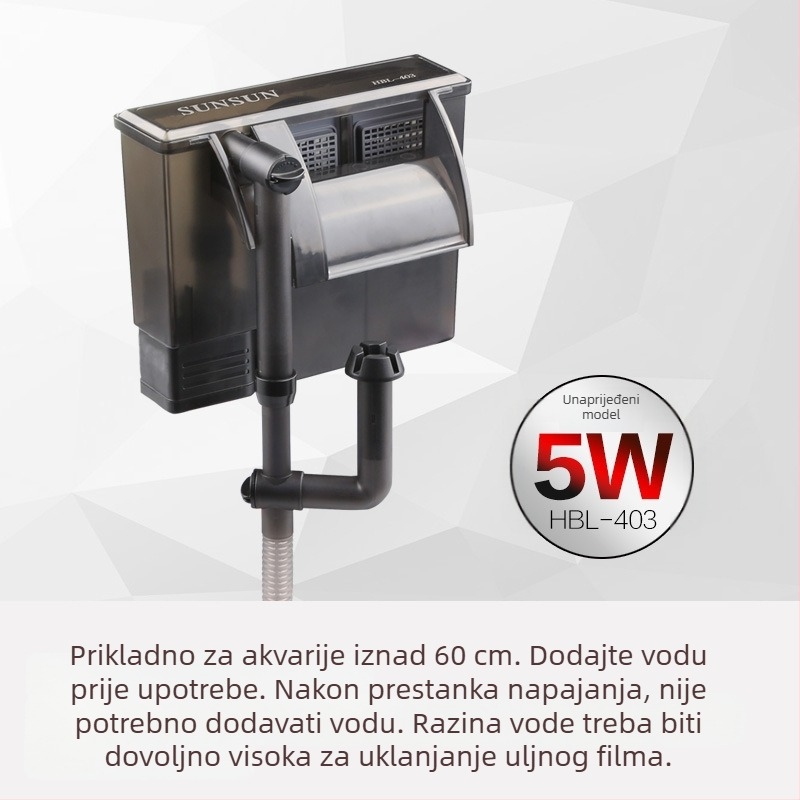 Filter na zidu s vodopadom, trostruki u jednom, externi aerator za akvarij – plastična konstrukcija (Plastična; Externi; Trostruki; Vodopad)
