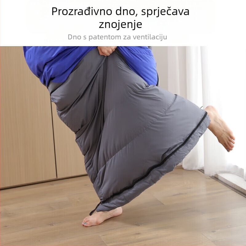 Spavaća vreća za odrasle za kampiranje s punilom od pernog velura, podstava pongee, tkanina najlon, konstrukcija u obliku omota, težina 1,6 kg