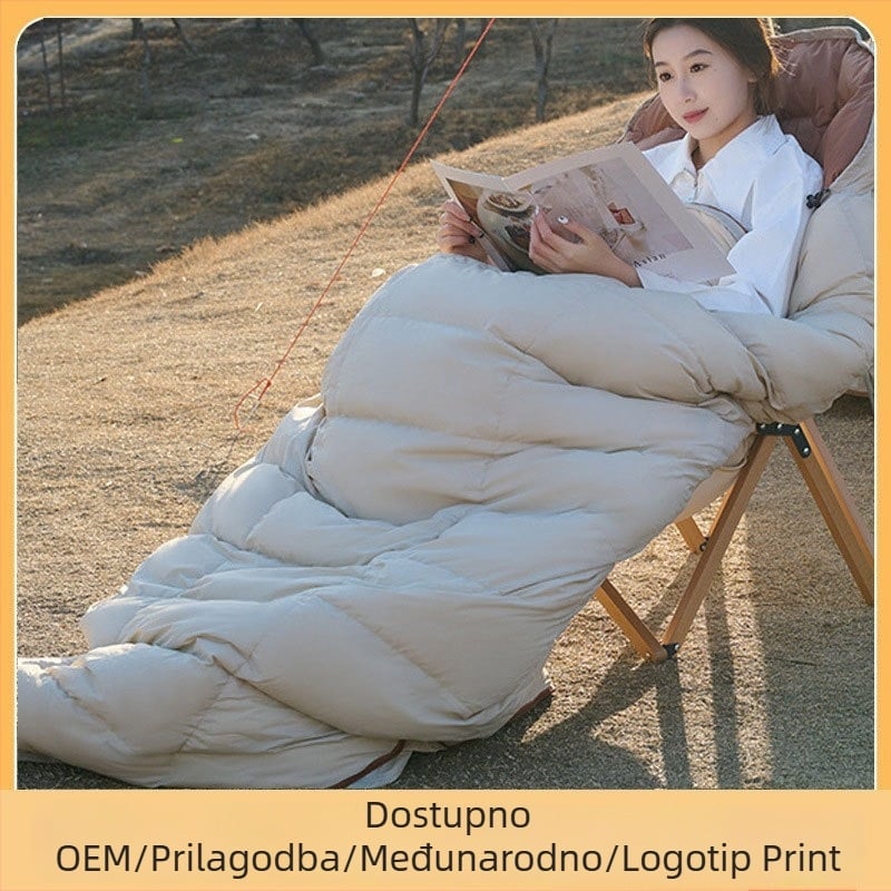 Down sleeping bag s gusjim downom, prošireni karirani dizajn, za kampiranje na otvorenom, do -30°C; težina 400/700/1000 g; podstava 320T pongee; tkanina Nylon; stil omotnice