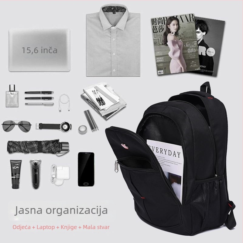 Torba za laptop za poslovno putovanje – 36–55L, Oxford platno, prozračna i vodootporna, ramena s zračnim jastukom