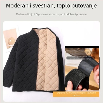 Muška pamučna jakna s flis podstavom, ležerno krojena, zimi, bez ovratnika, zatvaranje na jedan red gumba