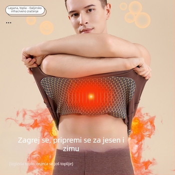 Muški termalni prsluk od najlona, dvostruki sloj, s velurom, zakrpa (patch), V-izrez, pulover