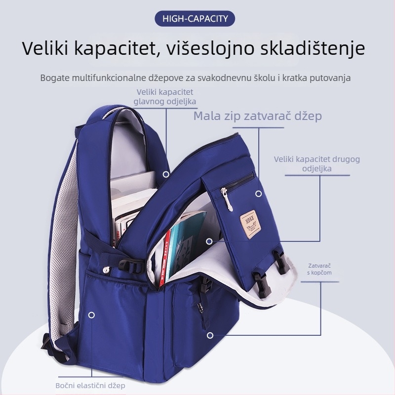 Unisex ruksak od Oxford platna – prozračan, vodootporan i otporan na habanje, zakrivljene naramenice, gradski stil, za školu