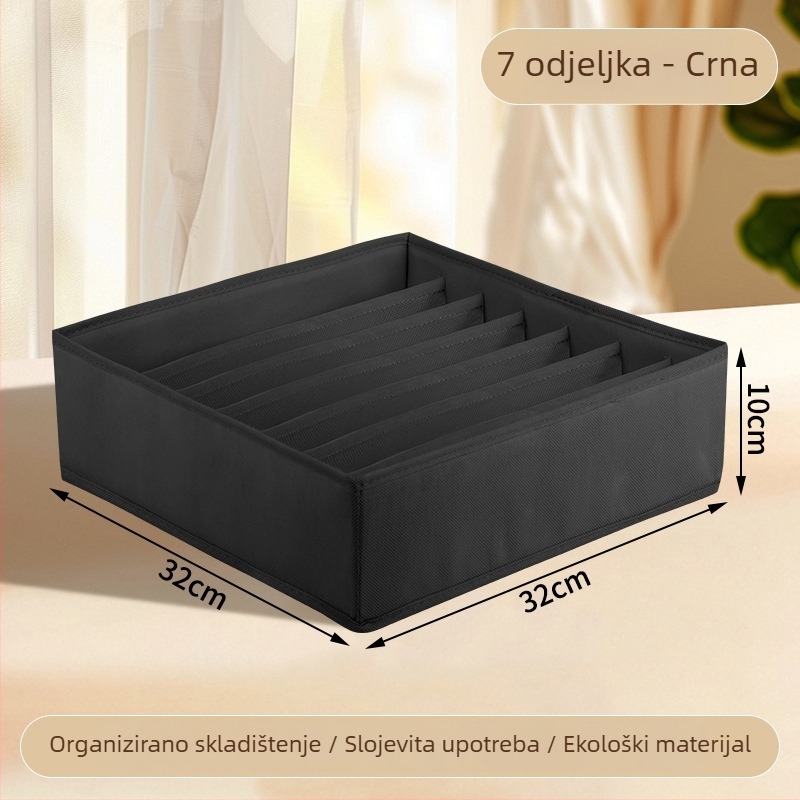 Kutija za odlaganje odjeće, sklopiva s pregradama, 18 L, model 55, materijal: netkani materijal + PP ploča, za donje rublje, čarape i odjeću
