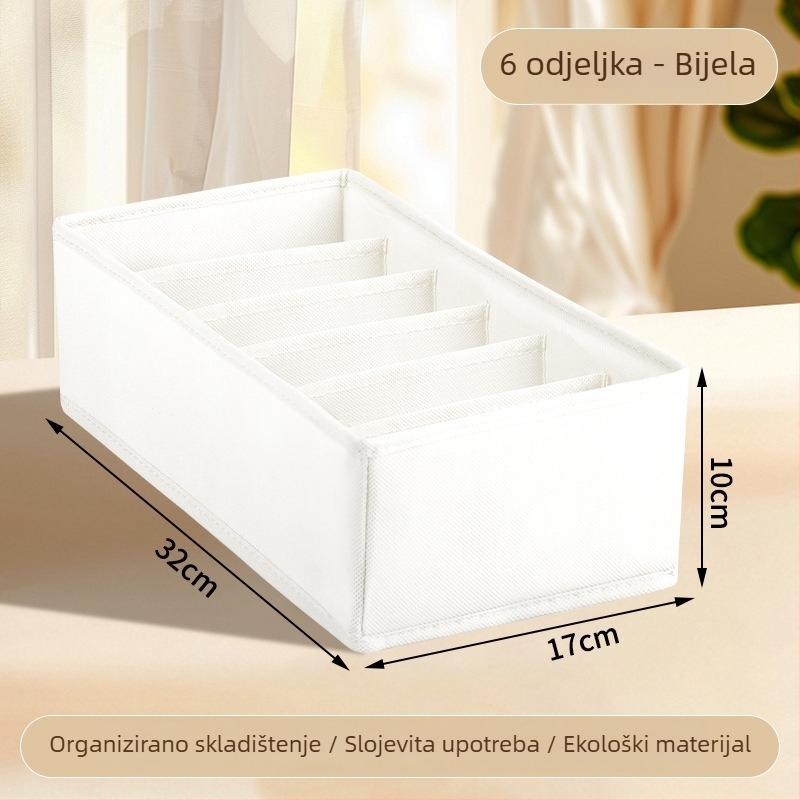 Kutija za odlaganje odjeće, sklopiva s pregradama, 18 L, model 55, materijal: netkani materijal + PP ploča, za donje rublje, čarape i odjeću